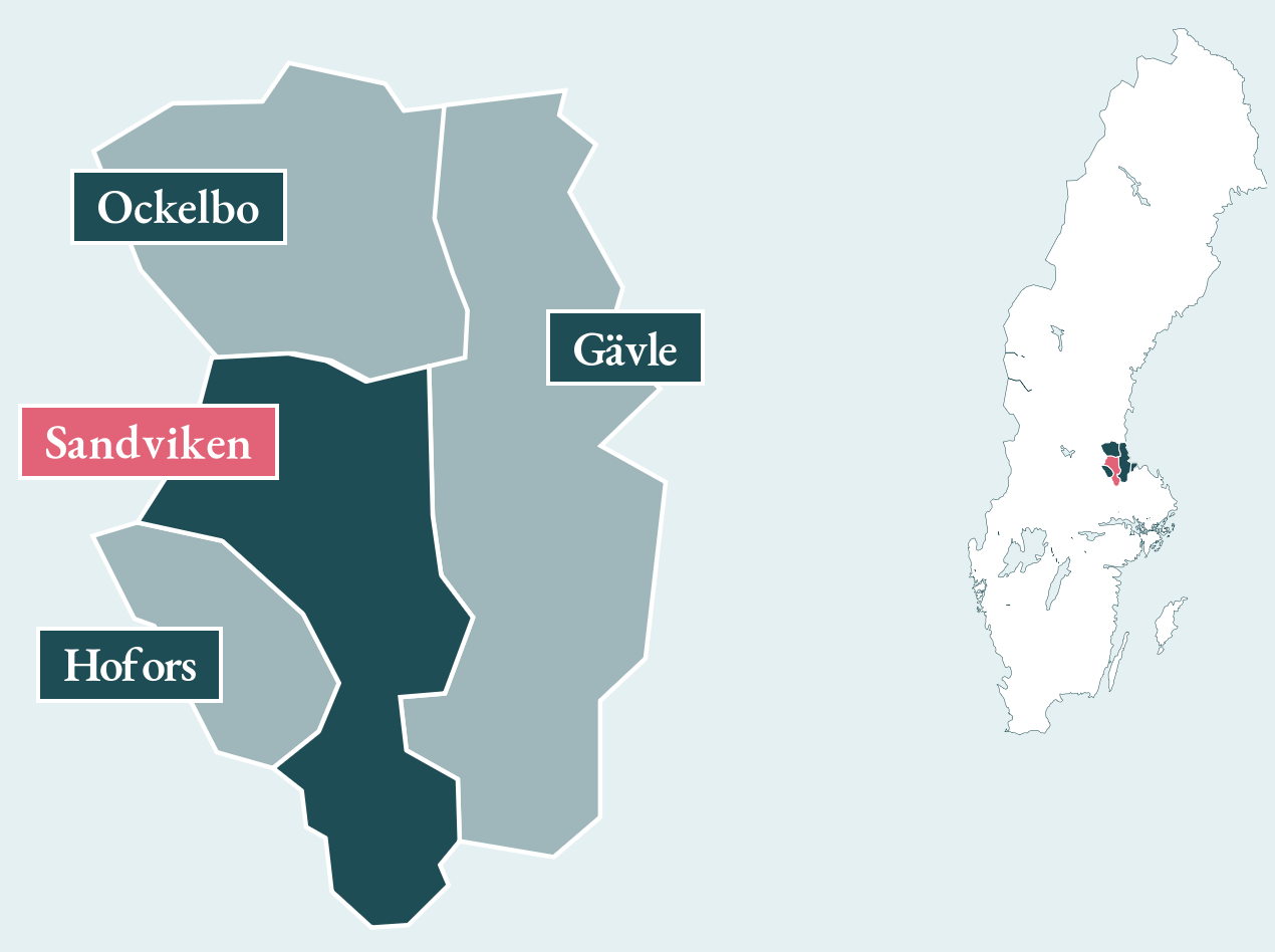 Karta Sandviken i Sverige