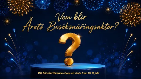 Ikon med ett frågetecken och en uppmaning om att rösta på årets besöksnäringsaktör 202