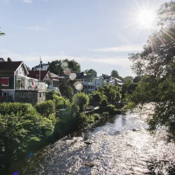 Gavleån sedd från Gammelbron i Gävle.